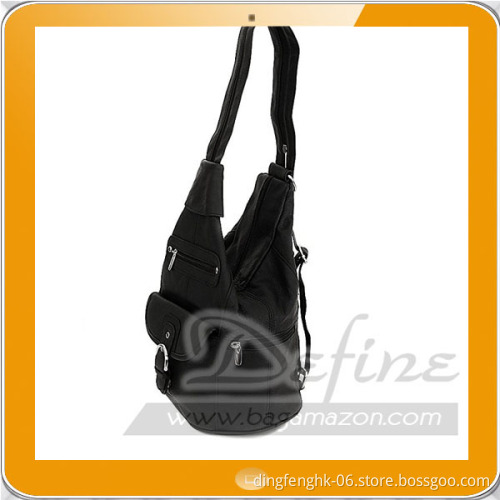 Womens Leather Convertible 7 Pocket Tear Drop Sling Backpack